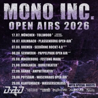 MONO INC. Open Air 21.08.2026 Dinslaken - Burgtheater